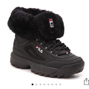 fila disruptor shearling womens boots